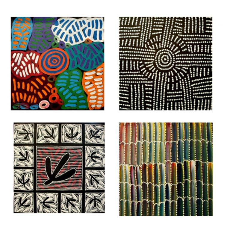 Tableau aborigène Animals and Fish de Danny Eastwood - 27x32 cm